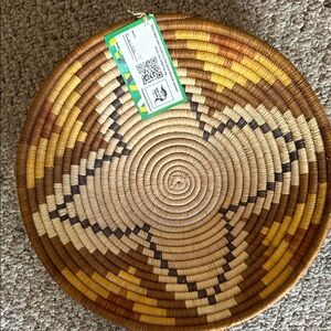 Handwoven Decorative Woven Tray - Yellow and Brown